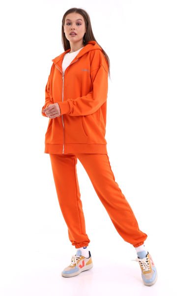 Zippered Tracksuit Set-Orange