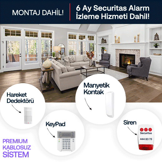 Kablosuz İş Yeri Alarm Paketi | Premium Paket -  6 Ay Alarm İzleme Dahil - GPRS- Data Hattı Dahil - Montaj Dahil