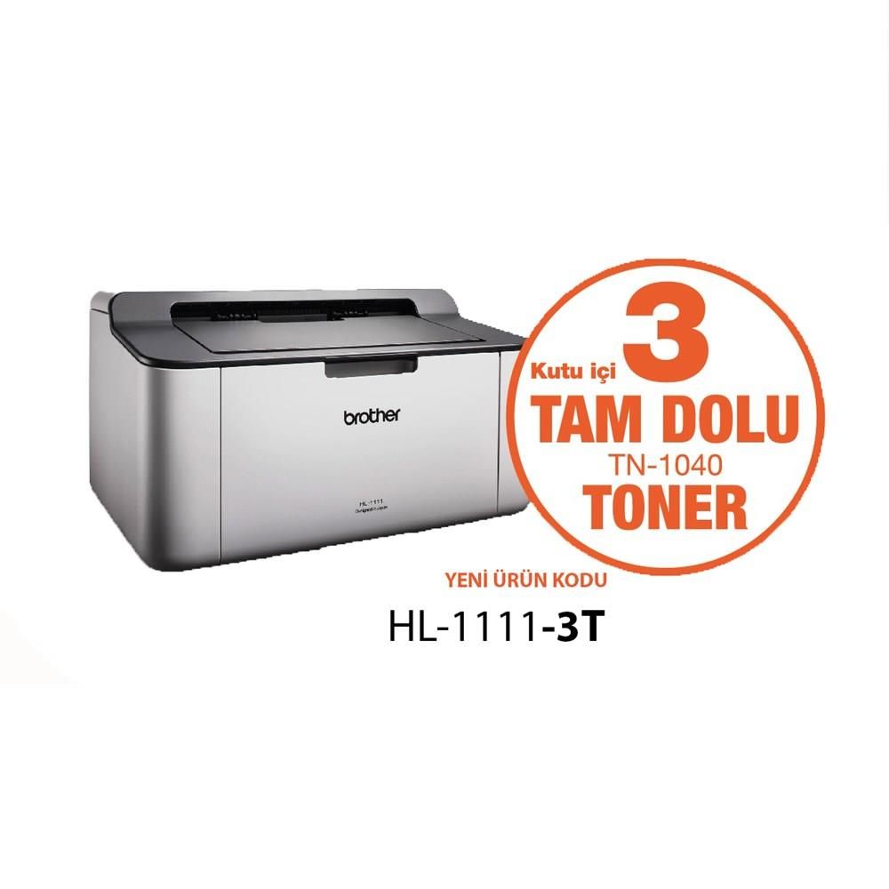 BROTHER HL-1111-3T MONO LAZER A4 YAZICI (3 TAM DOLU TONER)