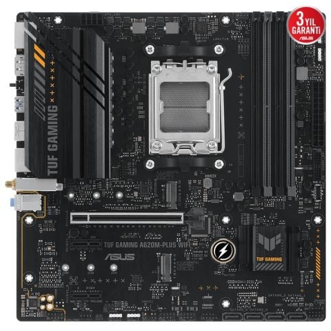 ASUS TUF GAMING A620M-PLUS WIFI DDR5 6400MHZ 1XHDMI 2XDP 2XM.2 USB 3.2 MATX AM5 (AMD AM5 7000 SERİSİ İLE UYUMLU )