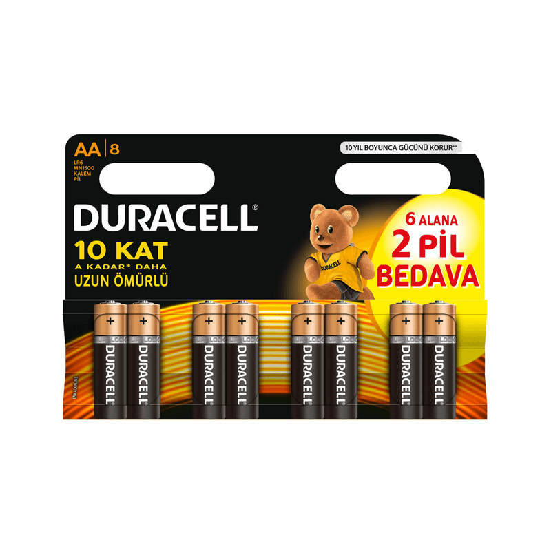 Duracell Alkalin AA Kalem Pil 8'li Paket