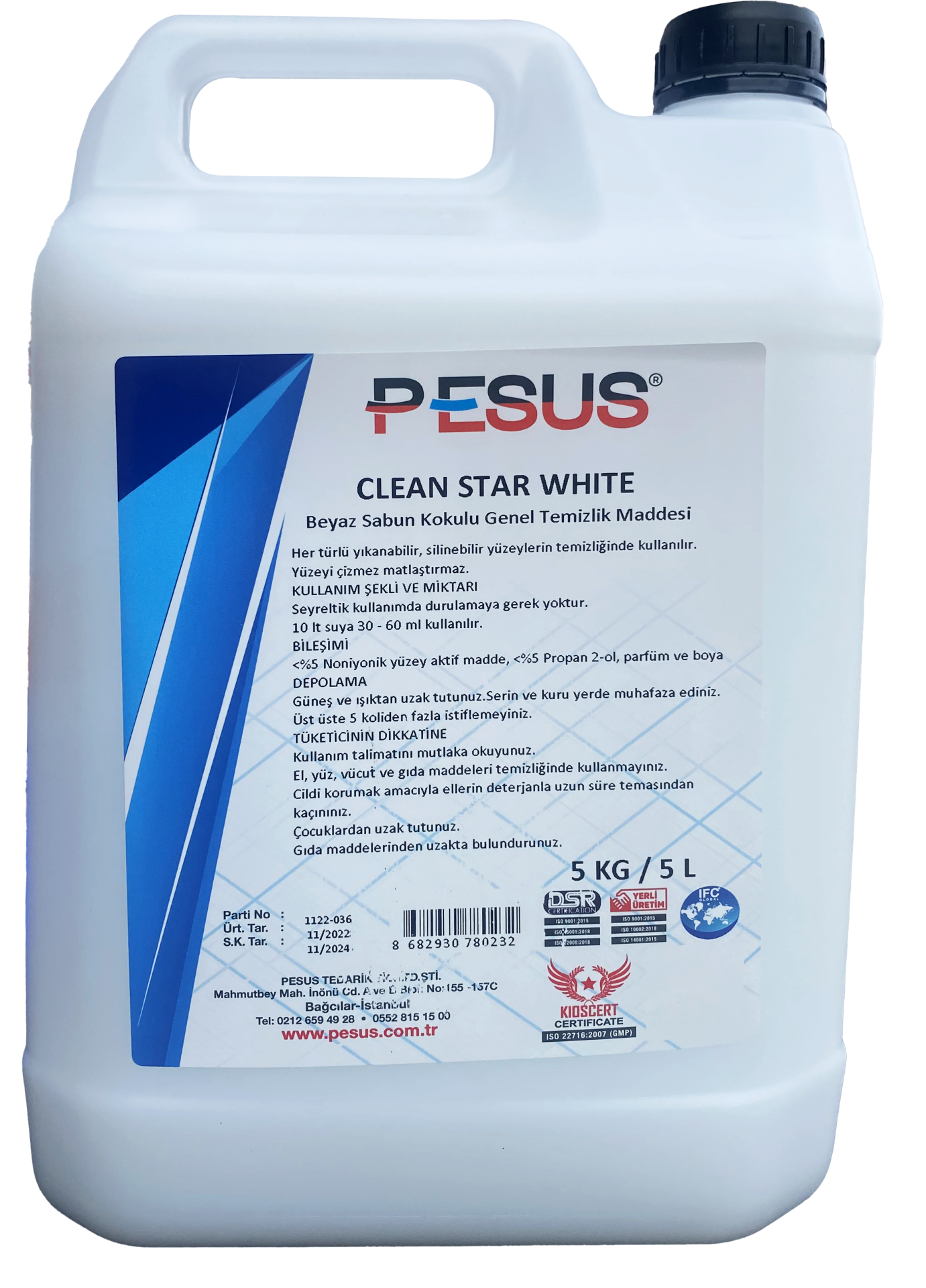 Pesus White Parfümlü Yüzey Temizleyici Beyaz Sabun 5 Kg