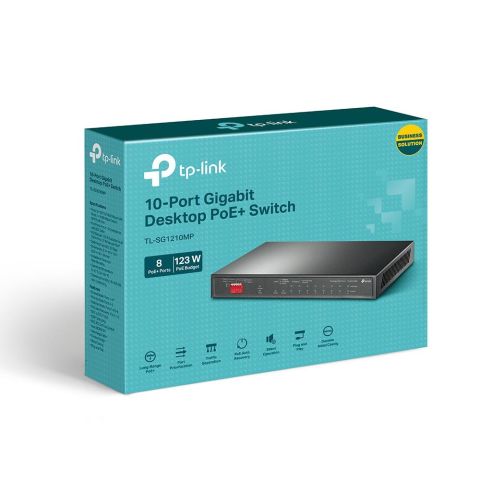 TP-LINK TL-SG1210MP 8 PORT GIGABIT + 1XRJ45/1XSFP COMBO DESKTOP 123W POE SWITCH