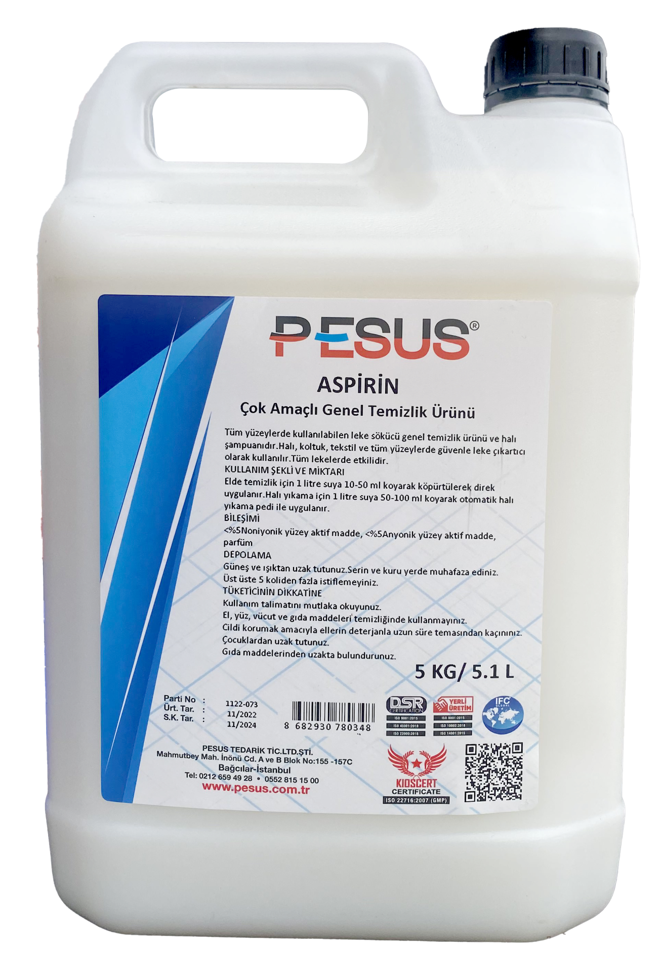 Pesus Aspirin Çok Amaçlı Genel Temizlik Maddesi 5 Kg