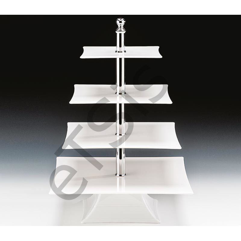 Teşhir Standı, 4 Katlı, Polikarbon, 50 cm, Beyaz