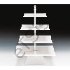 Teşhir Standı, 4 Katlı, Polikarbon, 50 cm, Beyaz