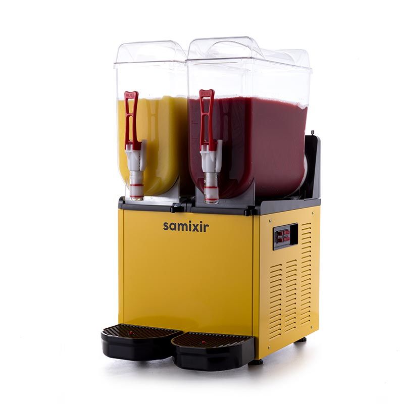 Twin Ice Slush Granita Milkshake ve Soğuk Meyve Suyu Dispenseri, 12+12 L, Sarı