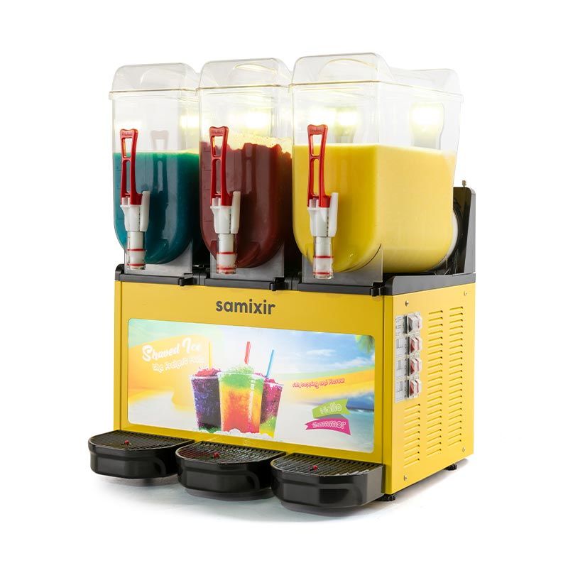 Allure Triple Ice Slush Granita Milkshake ve Soğuk Meyve Suyu Dispenseri, 12+12+12 L, Sarı