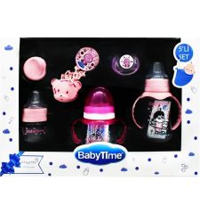 Baby Time BT206 Yenidoğan 5li Biberon ve Emzik Seti - Pembe