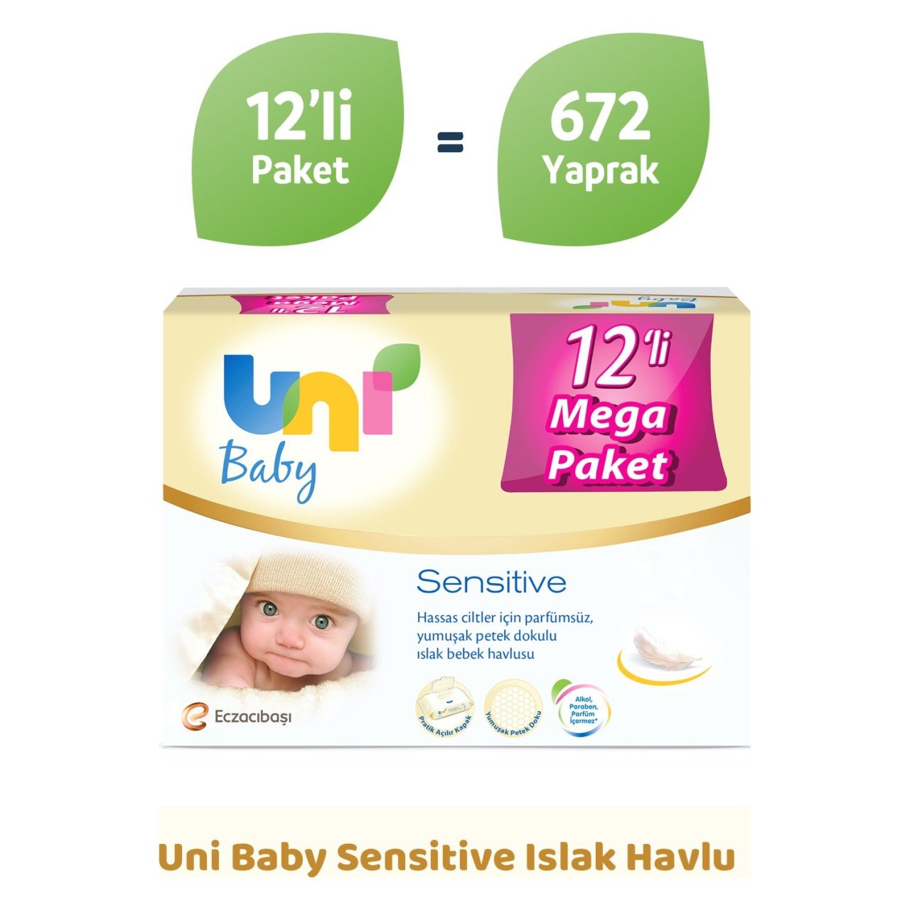 Uni Baby Sensitive Islak Havlu Mendil 12 li Mega Paket