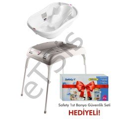 OkBaby Onda Banyo Küveti & Küvet Taşıyıcı Beyaz / Banyo Güvenlik Seti Hediye