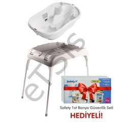 OkBaby Onda Evol Banyo Küveti & Küvet Taşıyıcı Beyaz / Banyo Güvenlik Seti Hediye