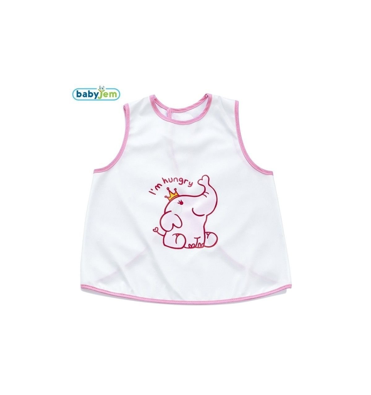 Babyjem Yeni Poli Muşamba Önlük Beyaz/ Pembe Biye