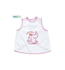 Babyjem Yeni Poli Muşamba Önlük Beyaz/ Pembe Biye