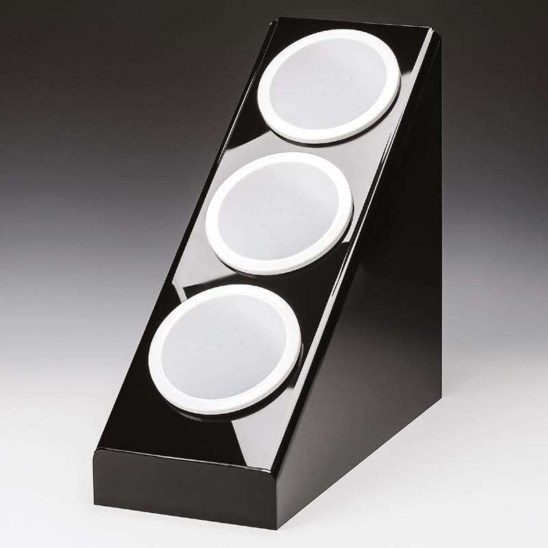Polikarbon Çatal Kaşık Standı, 3 Gözlü, 20.8x41.5 cm, Siyah