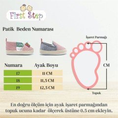 First Step Kedi Nakışlı Çizgili Patik - Kırmızı 8-12 Ay / No.18