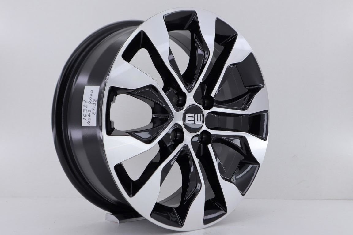 16'' İnç 4X100 16*6.5 Et38 Fiat Reanult Honda Opel Black Polish  Jant Takım