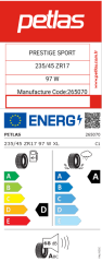 Petlas 235/45R17 97W XL Prestige Sport Yaz Lastiği (2025)