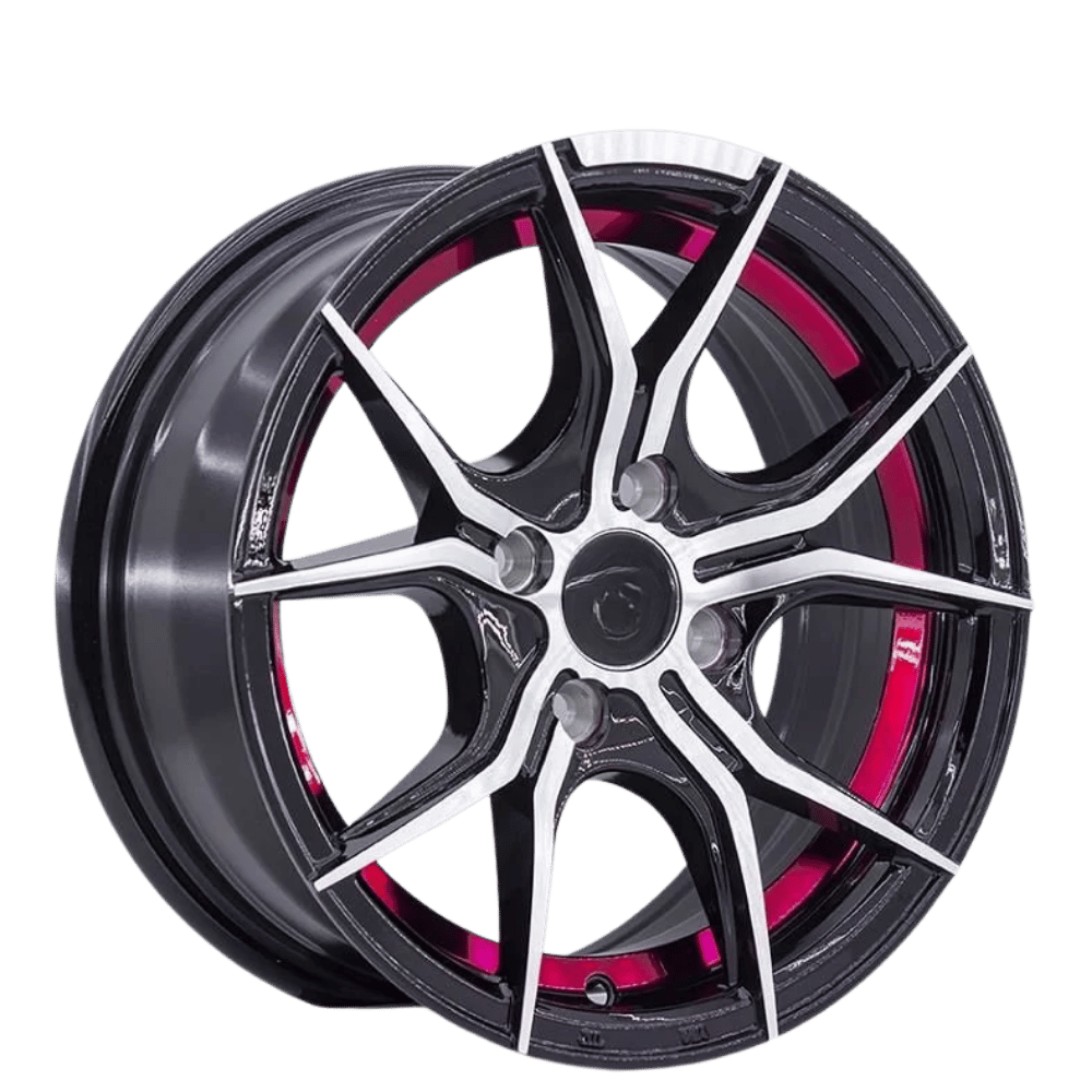 15 İnç 4X100 Renault Fıat Honda Opel Hyundai Machined Face Black Red Undercut Jant Takımı