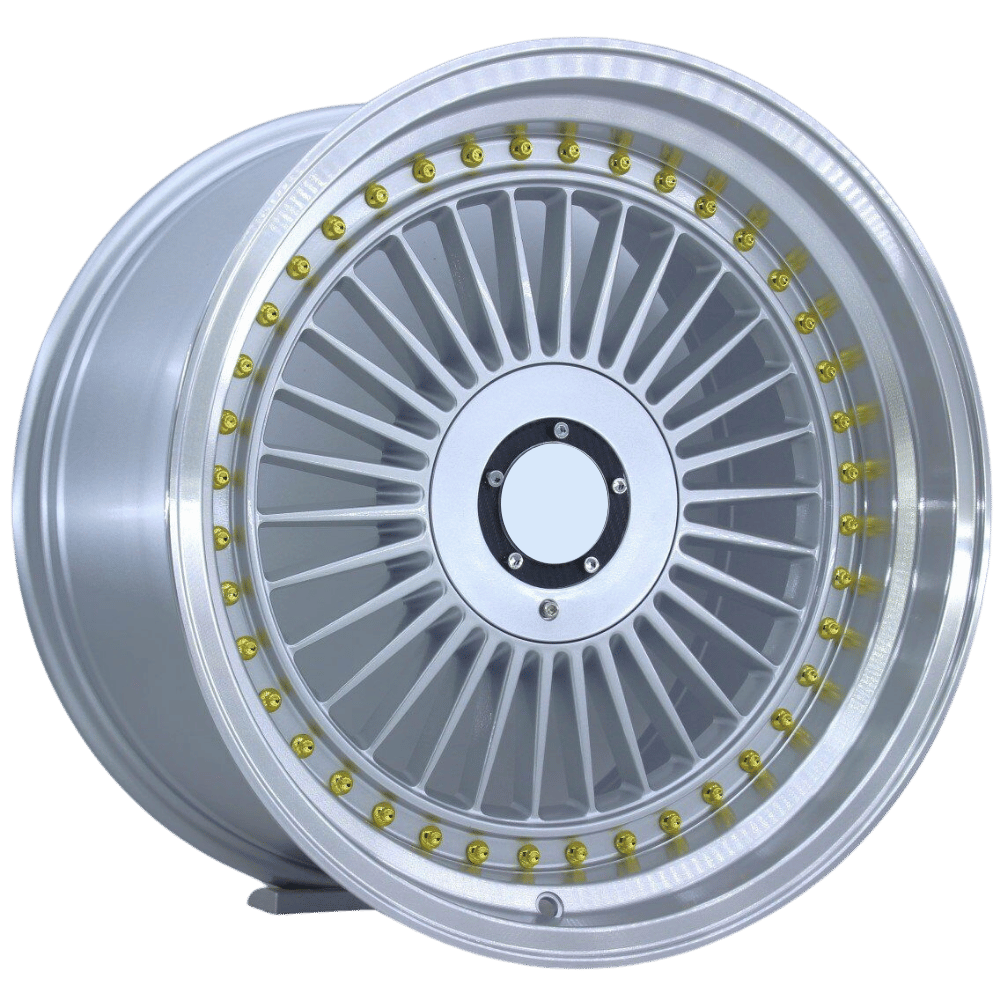 16 İnç 4x100 - 108 Çift Aplikasyon Alpina Silver Lip Polish Gold Rivet Jant Takımı | R1 Wheels