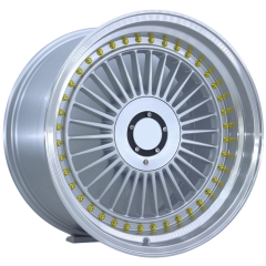 16 İnç 4x100 - 108 Çift Aplikasyon Alpina Silver Lip Polish Gold Rivet Jant Takımı | R1 Wheels