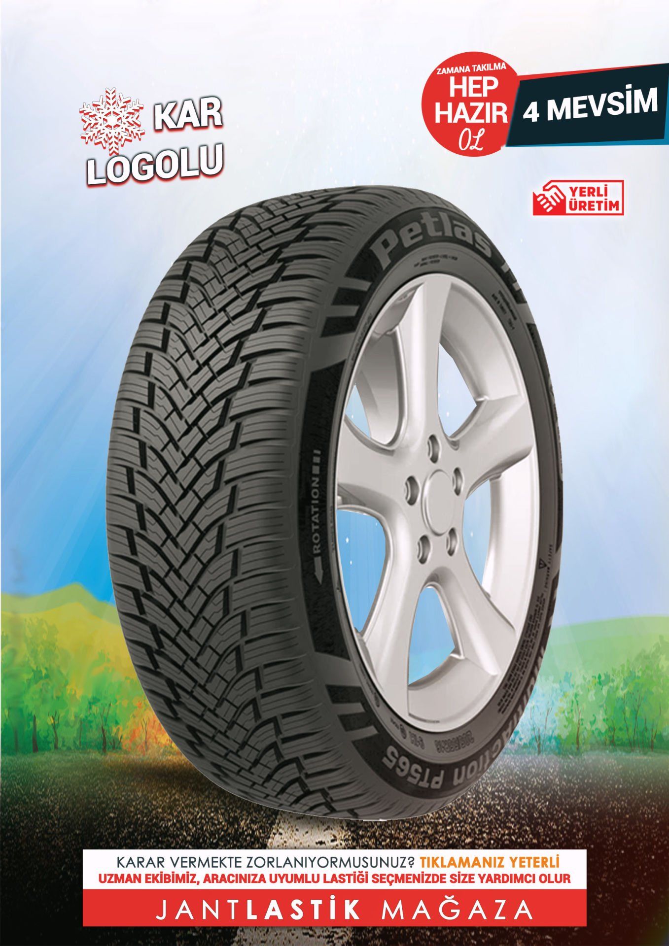 Petlas 195/60R15 88H Multi Action Pt565 4 Mevsim Kar Logolu (2024)