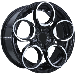 17 İnç 4x100 Honda Toyota Fiat Volkswagen Uyumlu Black Machined Jant Takımı | R1 Wheels