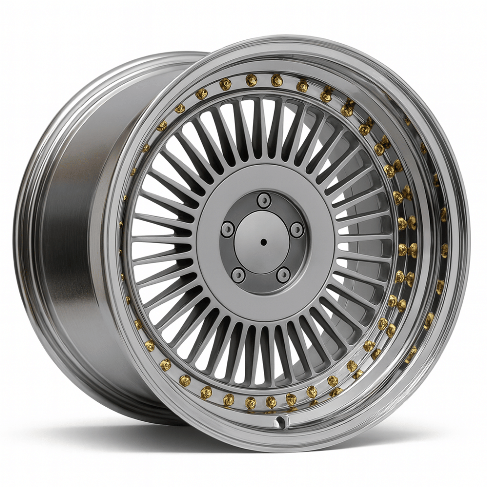 18 İnç 5x112–120 Uyumlu Alphine VC Chrome Gold Rivets 10J Arka Jant