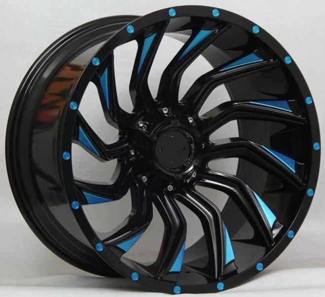 22 İnç 6X139.7 Ford Ranger Toyota Hılux Black Milling Blue Jant Takımı