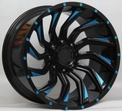 22 İnç 6X139.7 Ford Ranger Toyota Hılux Black Milling Blue Jant Takımı