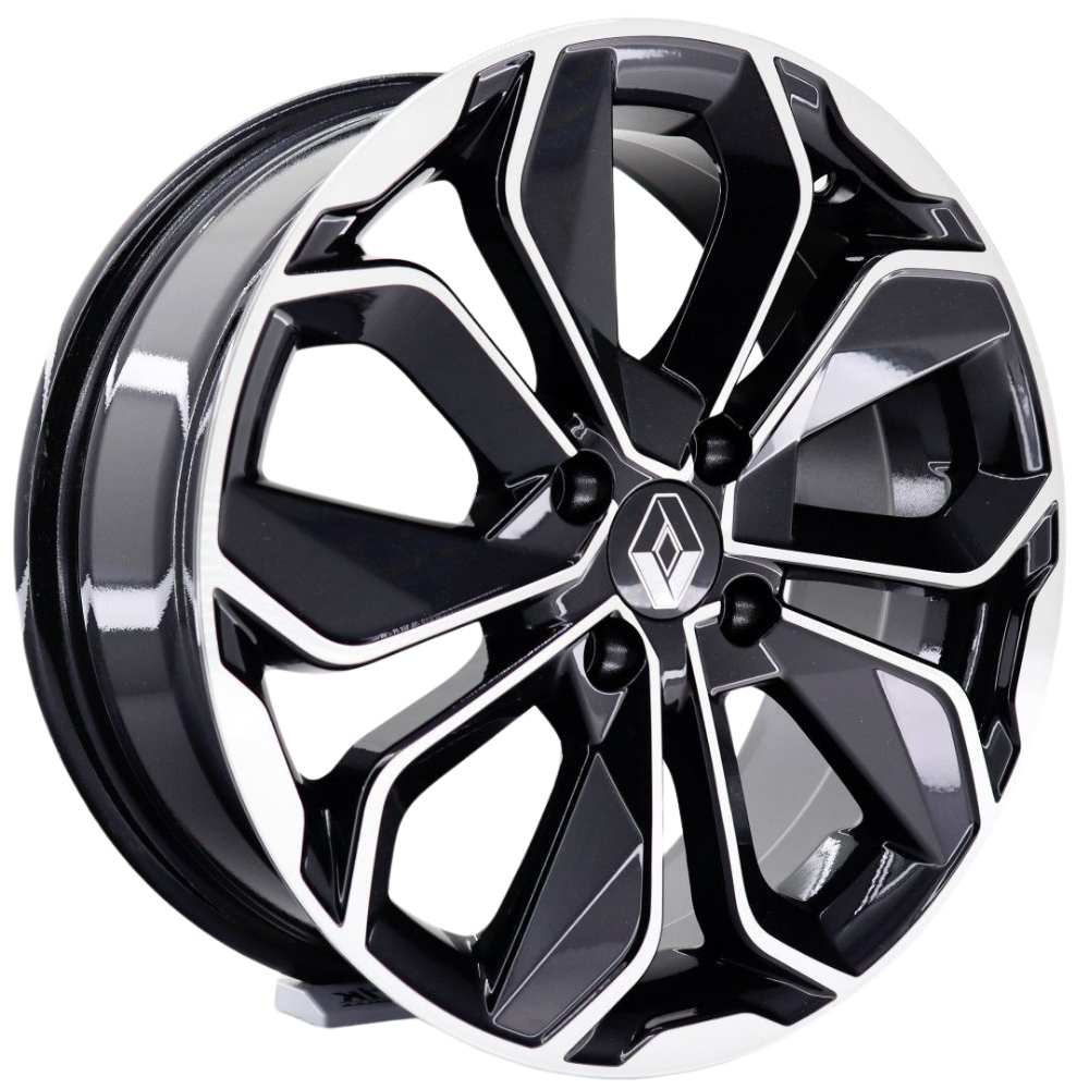 16 İnç 5x114.3 Renault Megane Uyumlu İcon Black Polish Jant Takımı  | R1 Wheels