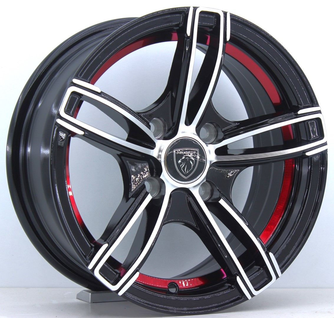 14 İnç 4x108 Citroen Peugeot Uyumlu Black Machined Red Jant Takım