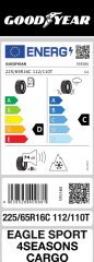 GOODYEAR 225/65R16C 112/110T EAGLE SPORT 4 SEASON CARGO (4 MEVSİM KAR LOGOLU)