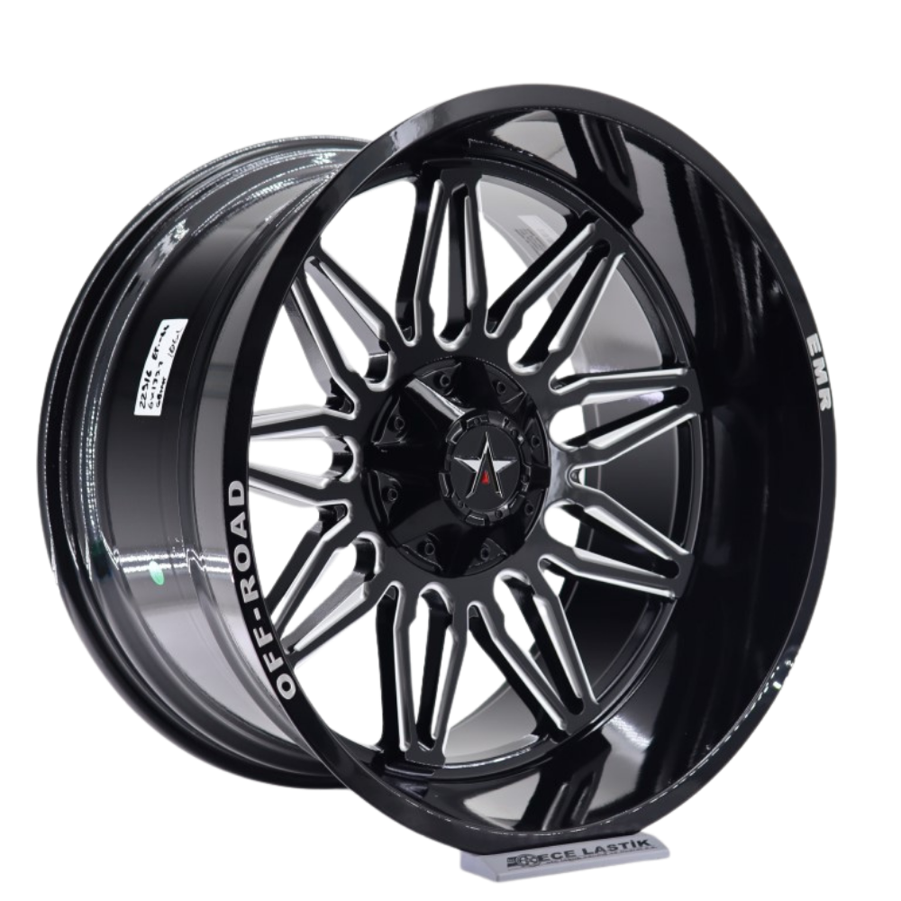 22 İnç 6x139.7 Toyota Isuzu Jeep Uyumlu Glossy Black Jant Takımı | R1 Wheels