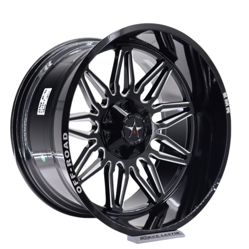 22 İnç 6x139.7 Toyota Isuzu Jeep Uyumlu Glossy Black Jant Takımı | R1 Wheels