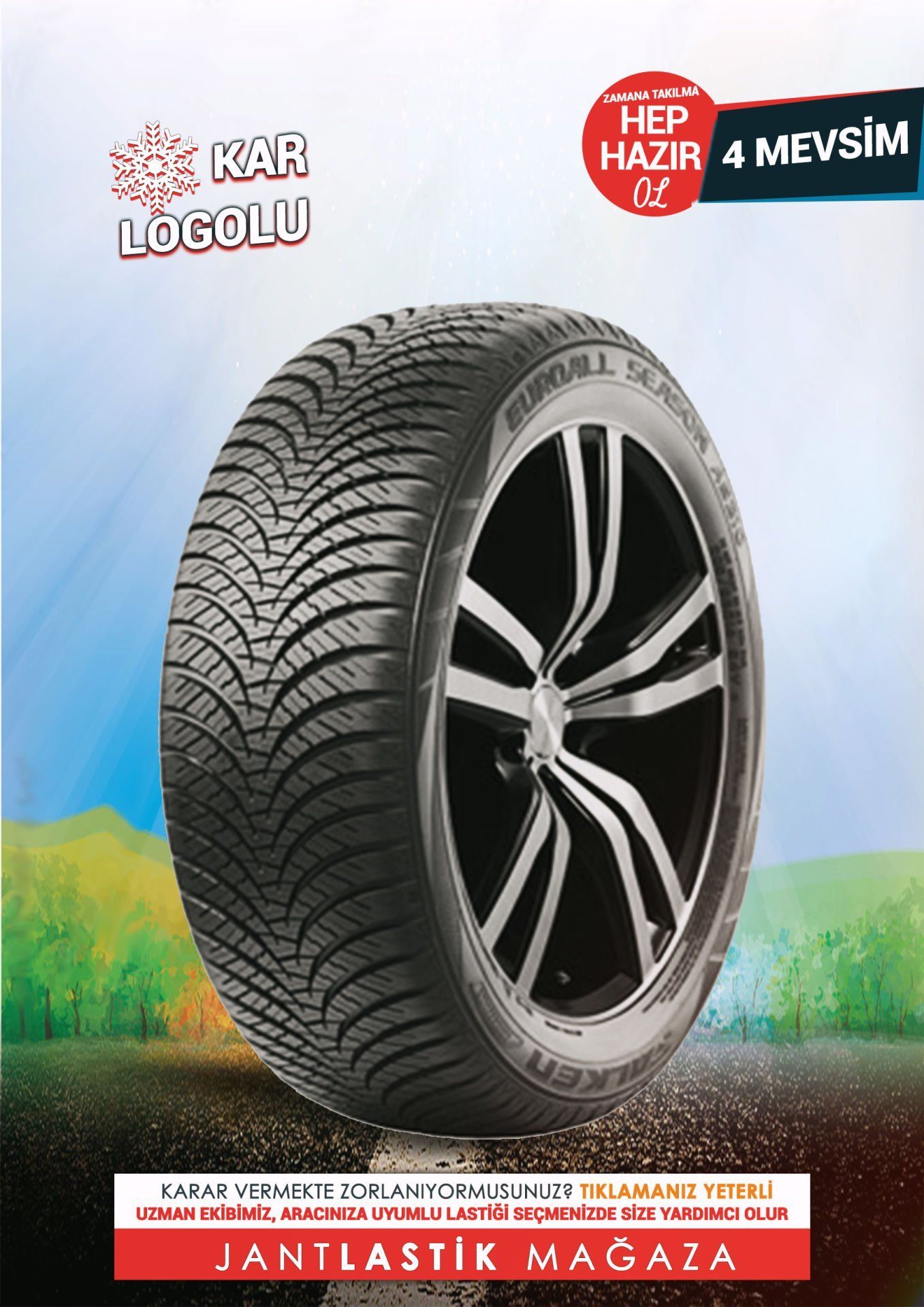 Falken 195/60R15 88H Euroall Season As210 4 Mevsim Kar Logolu