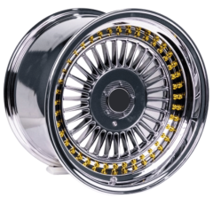 19 İnç 5x112 / 5x120 Çift Bijon Uyumlu 9J ET20 Alphine VC Chrome Gold Rivets Jant Takımı