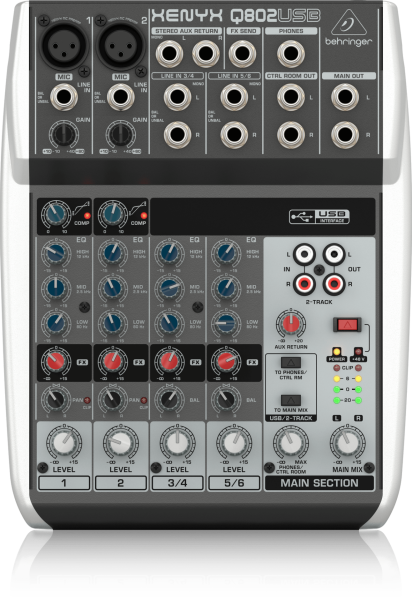 XENYX Q802 USB 8 Kanal Anolog Mixer