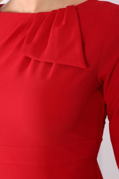 Kırmızı Yaka Detaylı Sade Ve Şık Elbise ETS9856953 50
