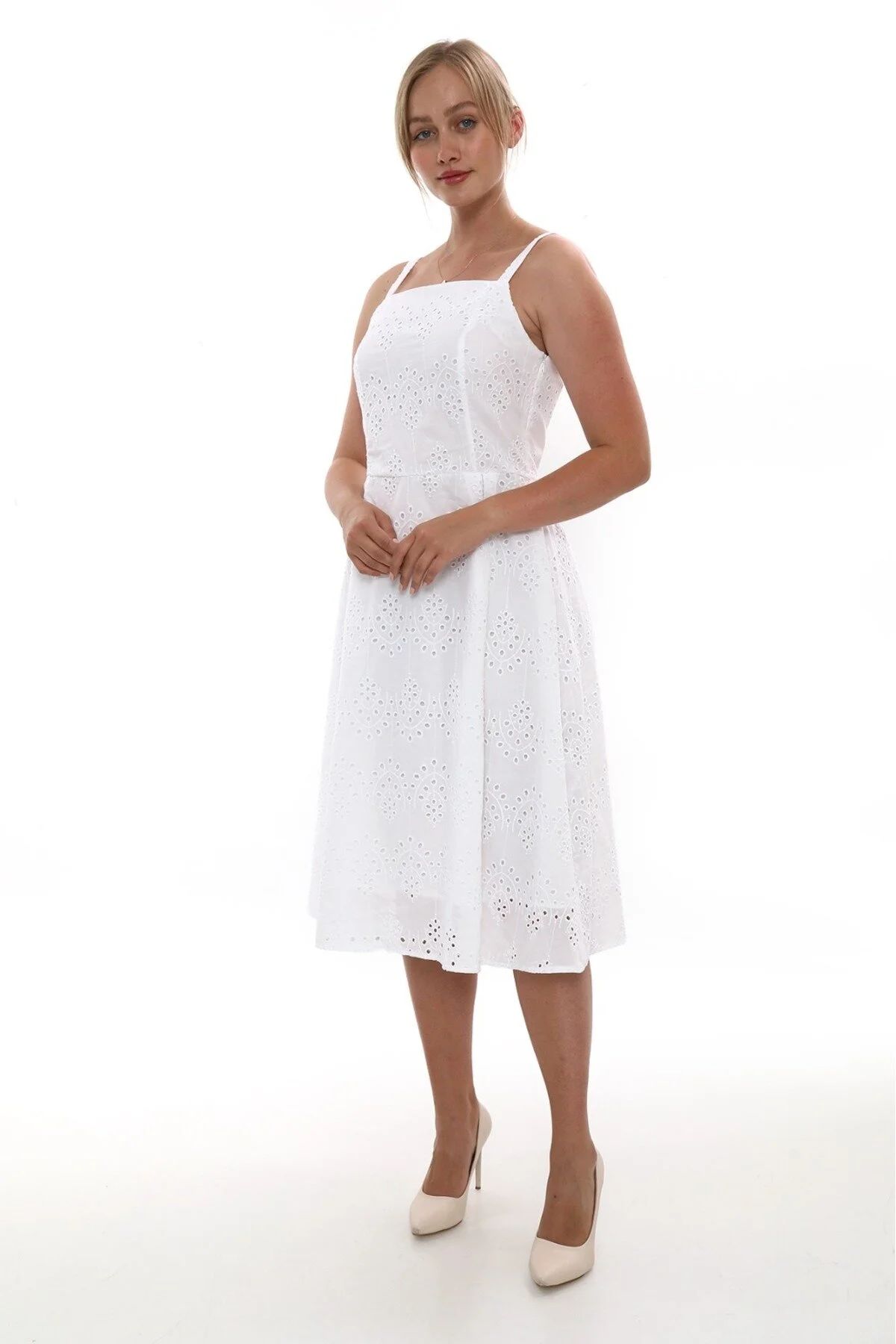 Askılı Ip Detaylı Pamuklu Vual Elbise 437 Siyah - 42