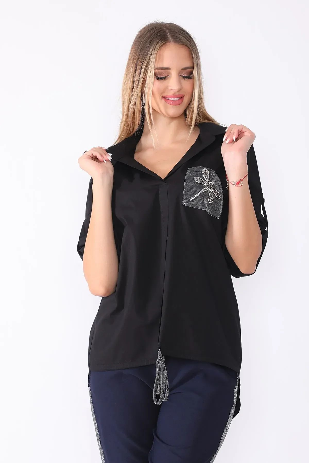 Kadın Siyah Spor Gömlek Siyah - 44