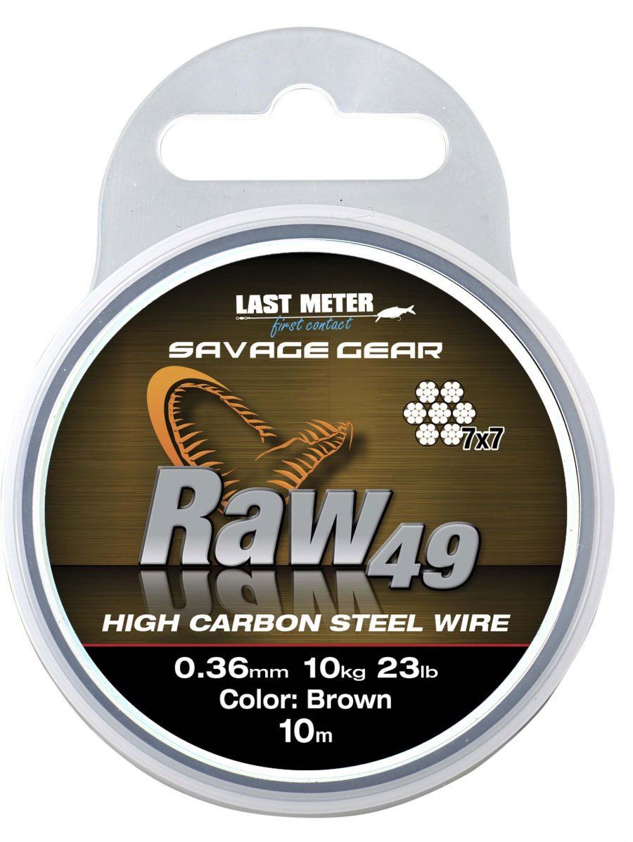 Savage gear Raw49 0.36 mm 11 kg 24 lb Uncoated Brown 10 m Çelik Tel