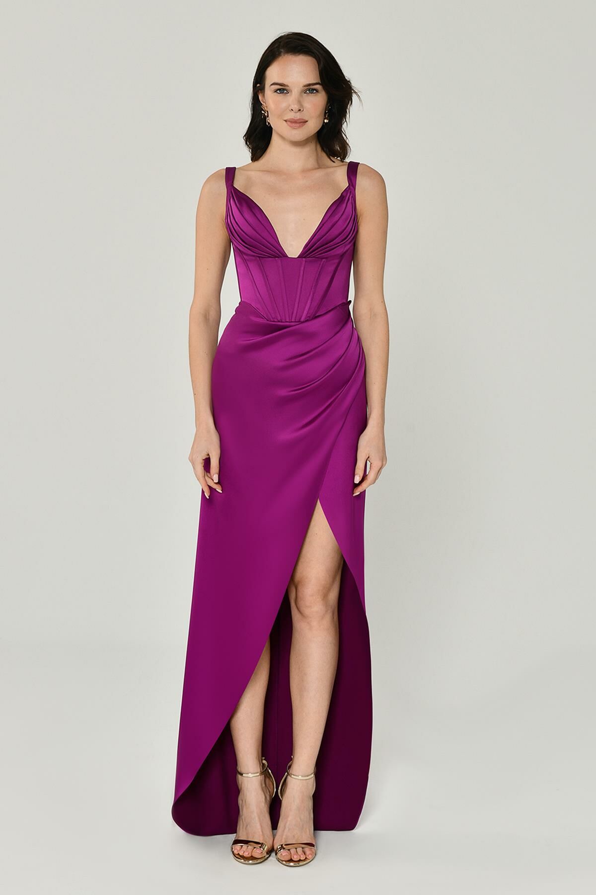 STRAP DEEP V-NECK ASYMMETRIC CUT Purple - 38