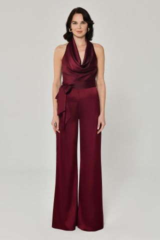 DEGAGE WAISTLINED LONG LEG JUMPSUIT