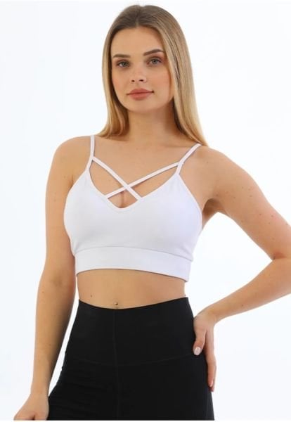 Kadın Dekoltesi Çapraz İpli Bralet PEDLİ Spor Büstiyer Crop-5800