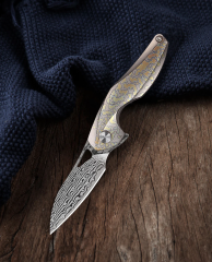 BESTECH THE RETICULAN BT1810K Titanyum Sap Damascus Mini Çakı ( Şam Çeliği )