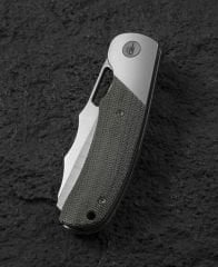 BESTECH SYN BT2306B Titanyum Siyah Kanvas Micarta Kakma Sap: 3.57'' El Ovuşturulmuş Taş Yıkama Kaplama El Ovuşturulmuş Saten Elmax Bıçak