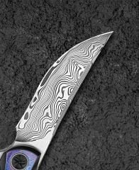 BESTECH SAMBAC BT2402F 3.62'' Damascus (Şam Çelik ) Bıçak  Titanyum Timascus Kakma Sap