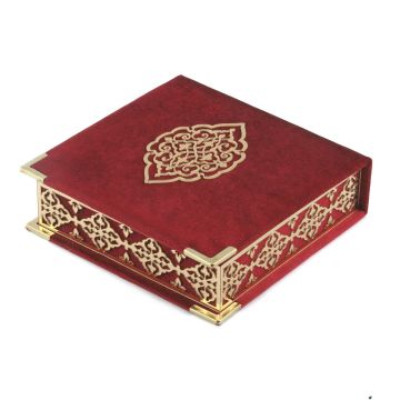 16x16 Cm Osmanlı Serisi Gold Pleksili Kuran-ı Kerim Tesbih Kutusu Bordo