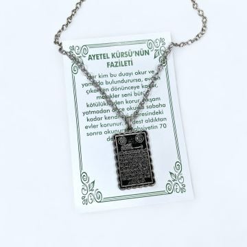 Zamak Dikdörtgen Ayetel Kürsi Kolye